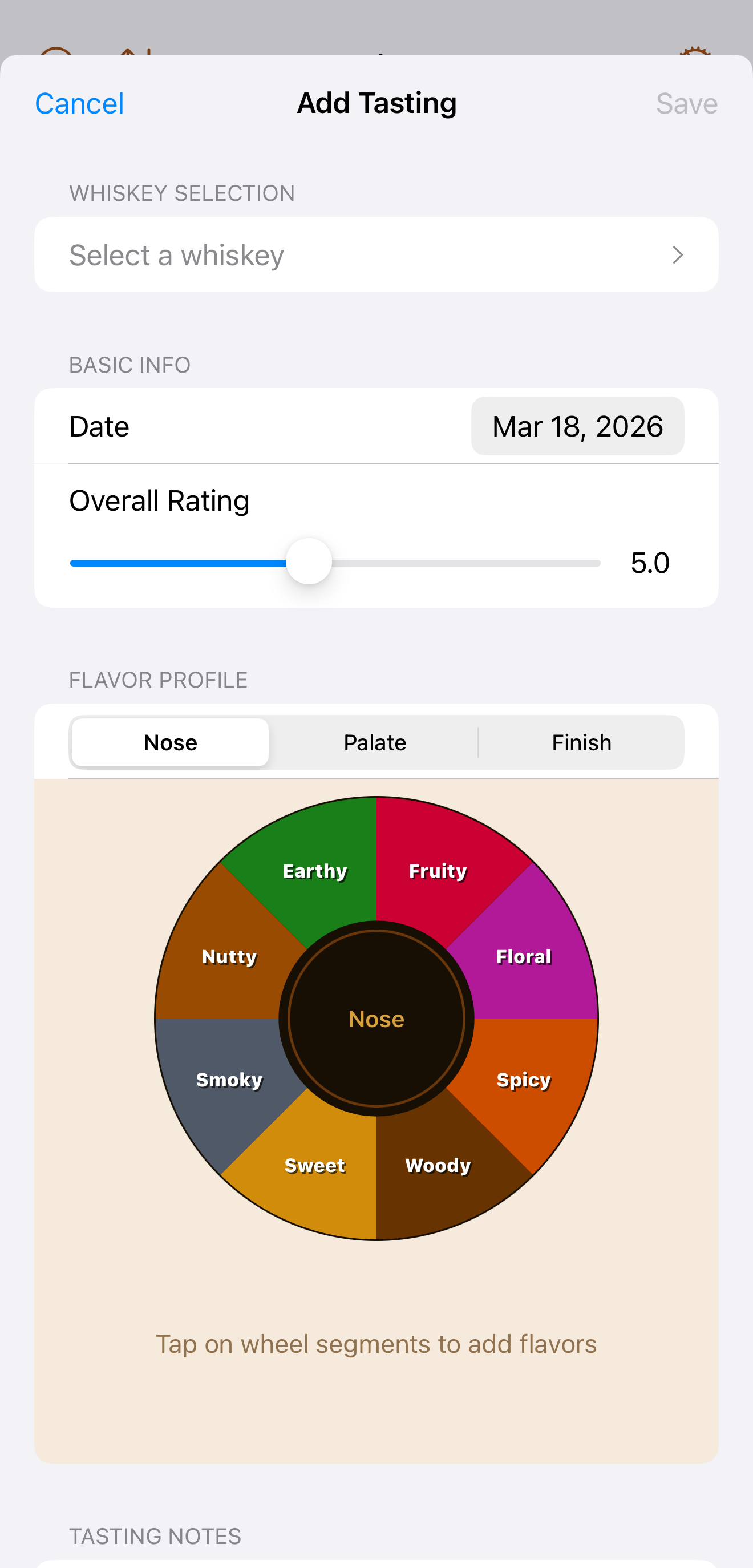Flavor wheel tasting